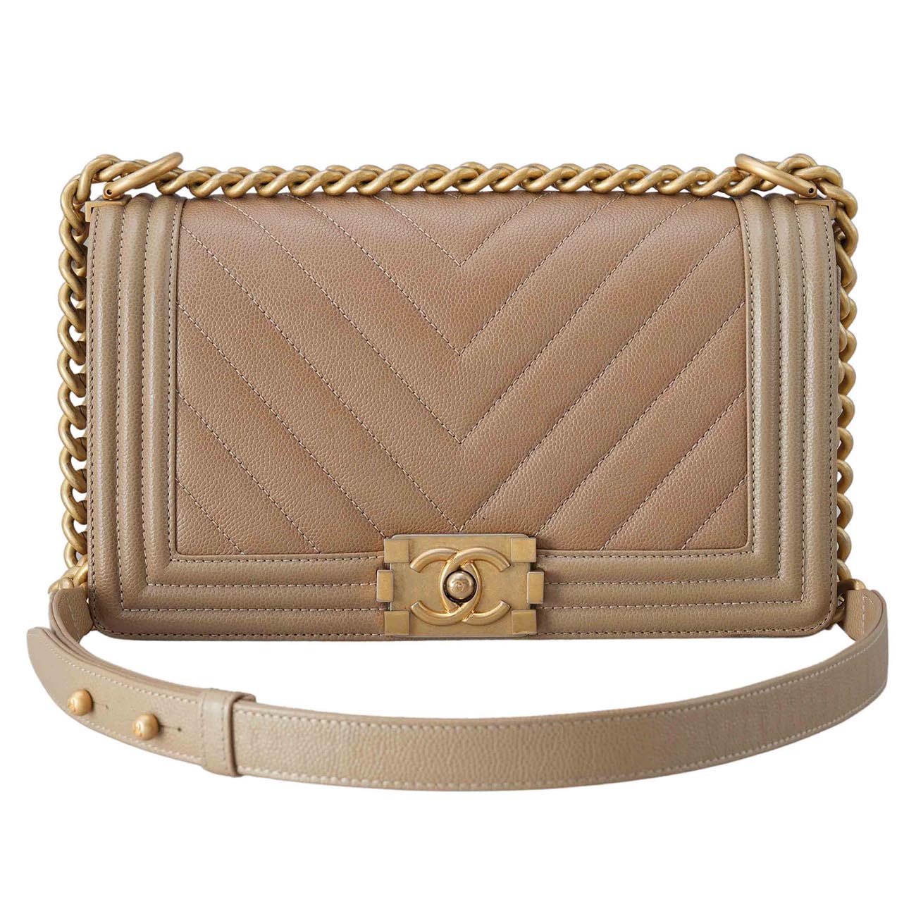 CHANEL(USED)샤넬 보이샤넬 캐비어 쉐브론 미듐